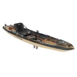 Pelican Catch 130 HDII Premium Angler Sit-On-Top Fishing Kayak – HyDryve II Pedal Drive & ErgoCast G2 Seat (Sandstone)