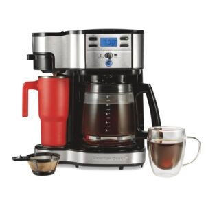 Hamilton Beach 2-Way Coffee Maker – 12-Cup Programmable Drip Machine & Single Serve Brewer, Auto Pause & Pour, Eco-Friendly, Dual Water Reservoirs, Black (49980R)
