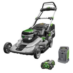 EGO POWER+ 21” Cordless Electric Lawn Mower with 56V 6.0Ah Battery & 320W Charger – 6.0 ft-lbs Torque, Up to 55 Min Runtime, 7-Position Cutting, 3-in-1 Mulch/Bag/Side Discharge (LM2114)