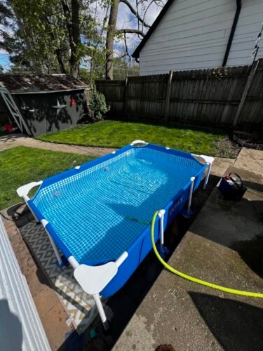 Intex 9.8ft x 6.6ft x 29.5in (300cm x 201cm x 75cm) Rectangular Above Ground Pool with Metal Frame & Flow Control Valve – Easy Setup Family Backyard Pool – 4,500L Capacity – Blue photo review