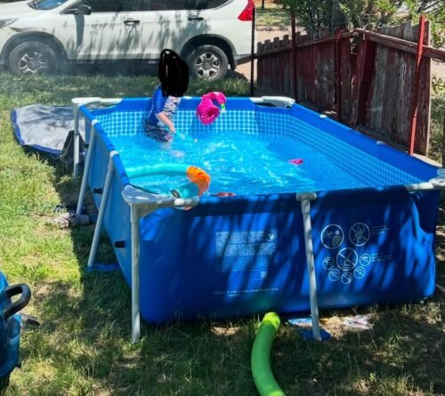 Intex 9.8ft x 6.6ft x 29.5in (300cm x 201cm x 75cm) Rectangular Above Ground Pool with Metal Frame & Flow Control Valve – Easy Setup Family Backyard Pool – 4,500L Capacity – Blue photo review