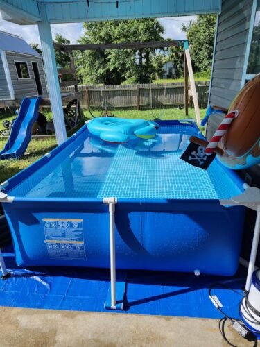 Intex 9.8ft x 6.6ft x 29.5in (300cm x 201cm x 75cm) Rectangular Above Ground Pool with Metal Frame & Flow Control Valve – Easy Setup Family Backyard Pool – 4,500L Capacity – Blue photo review